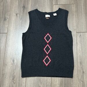 A U R Authentic Women's Black Sweater Vest with Red Accents